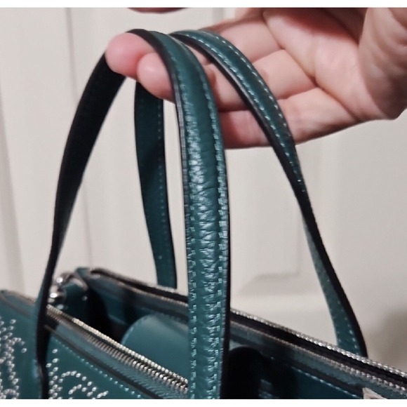 Coach CX286 Nina Small Tote Emerald Studded Signature Rivets NWT - Picture 3 of 12